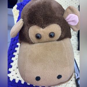 Vintage head case monkey head Plush padded zippered cd case